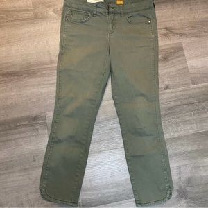 Anthropologie Pilcro And The Letterpress Olive Green Cropped Skinny Pants